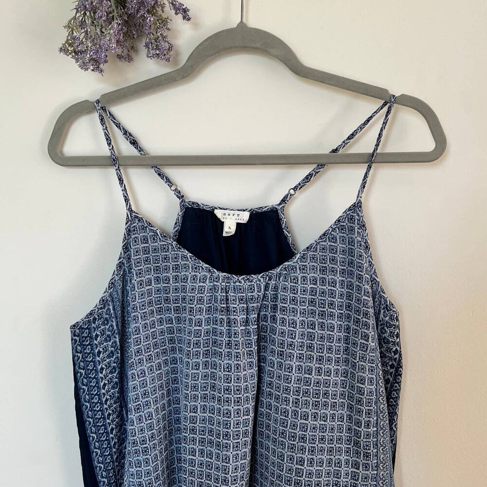 Soft Joie Blue Jorrel B Sleeveless 100% Cotton Floral Print Dress Size: Large